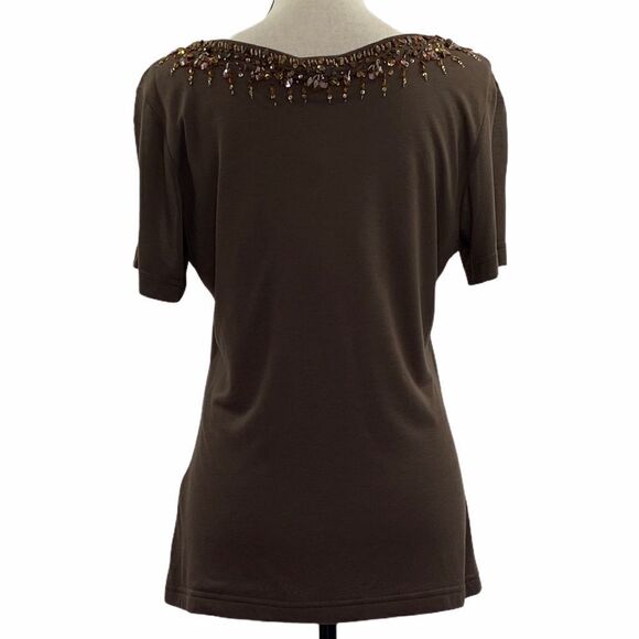 ESCADA Brown Beaded Sequined Beaded Blouse 42 Nwt - Picture 3 of 13